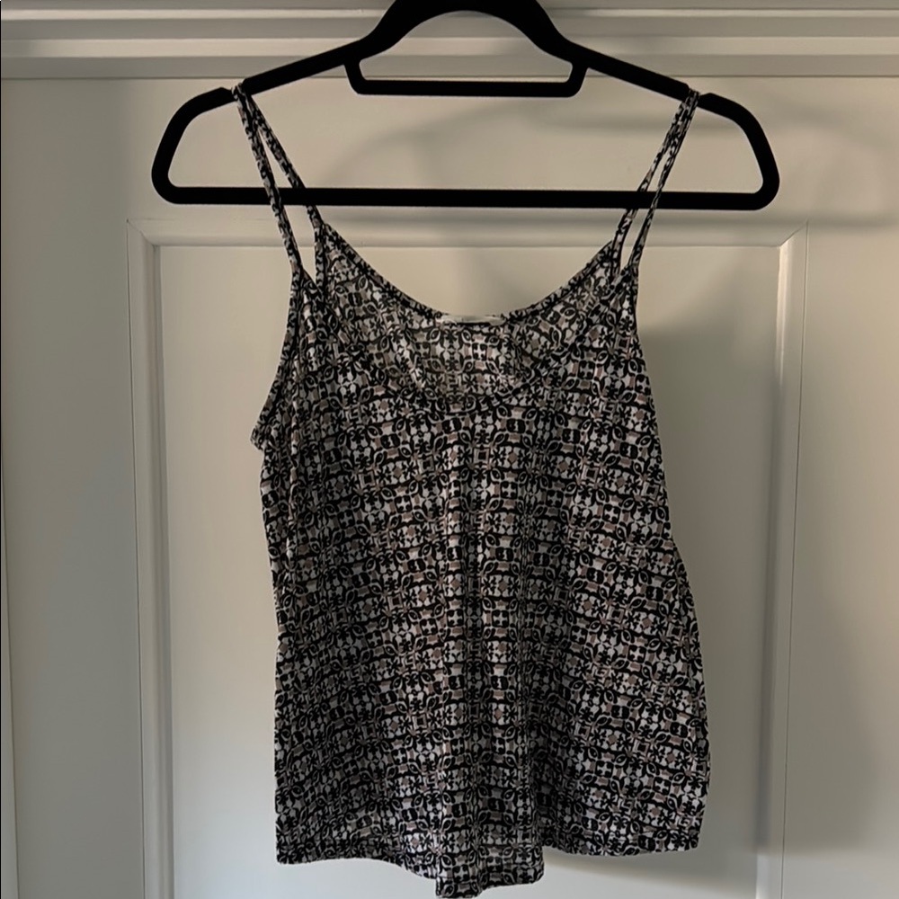 LUSH Black, Tan and White Patterned Women's Tank Top